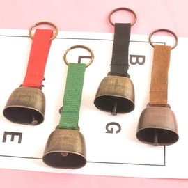 2 Pack Small Cow Bell for Dog Collar, Loud Bear Bells with Leather Button Strap, Cow Horse Sheep Grazing Copper Bells, Pet Brass Bells Tracker Noise Maker, Bronze Bell for Crafts (Red)