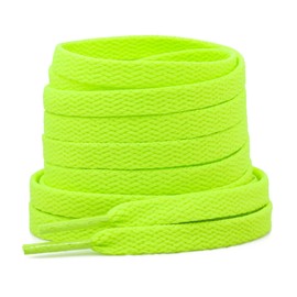 Stepace [2 Pairs] Flat Shoe Laces 5/16" Wide for Sneakers - 13 Colors Shoelaces Neon green 120