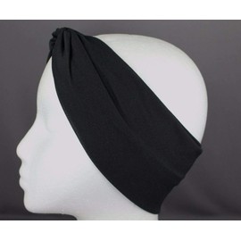 Black turban twist knot fabric stretch headband turband hair head band wide R-304
