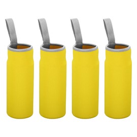 PATIKIL 65mmx180mm Water Bottle Sleeve, 4 Pack Neoprene Insulated Bottle Bag Holder Carrier Pouch with Finger Strap, Yellow