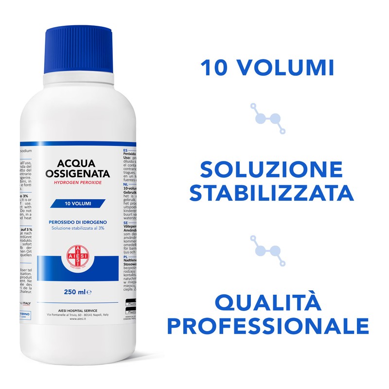 AIESI® Acqua Ossigenata F.U. disinfettante (2x250 ml) con tappo di