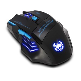 XuanGui F14 Wireless Gaming Mouse, with Side Buttons, 2400 DPI Bluetooth Gaming Mice, 7 Buttons, Blue LED Backlit, and Pro Optical Sensor, for PC, Laptop