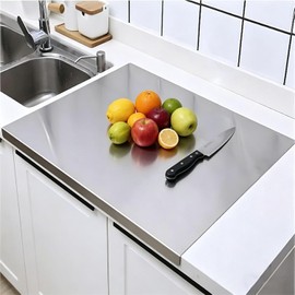 Stainless Steel Cutting Board with Lip, Large Stainless Steel Cutting Board, 304 Food-Grade Metal, Anti-Slip Design, Durable, and Easy to Clean (20 * 20in)