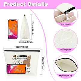 Llama Makeup Bag Llama Gifts for Girls Llama Lover Gift Llama Themed Gift Birthday Gifts for Llama Girl Animal Lover Gift Cosmetic Bag Graduation Gifts for Daughter Christmas Gift Travel Pouch