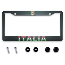 Smooffly Italy Flag and Italia Letter License Plate Frame Holder Stainless Steel Rust-Proof Auto Parts Decoration with Screws for Men Women License Plate Cover 2 Holes 12.2 x 6.3 Inch