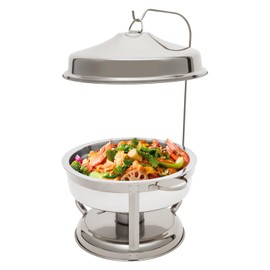 Fichiouy 9L Stainless Steel Chafing Dish Buffet Set, Round Buffet Chafer Servers and Food Warmers with Top Lid (Silver)