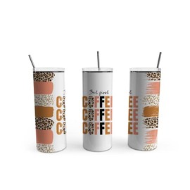 TeesAndTankYou But First Coffee Skinny Tumbler 20oz Travel Coffee with Lid and Straw Stainless Steel Insulated Hot or Cold