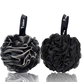 Bath Sponge, Pack of 2 Sponge Shower Exfoliating Sponge Massage Sponge for Men, Black