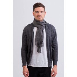 Plain 100% Cashmere Pashmina Shawl with Fringes for men and women (30 cm x 164 cm) - Einheitsgröße charcoal