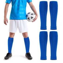 Tugaizi Football Sock Sleeves Navy Blue Shin Guards Sleeves Navy Blue Footless Football Socks Cut Socks Football for Games Beginners Teens Adults