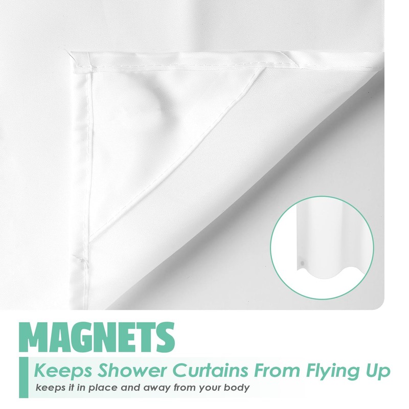 Eazzier Bath No Hook Linen Shower Curtain with Snap in