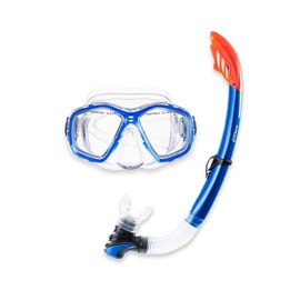 Two Bare Feet PVC Snorkel and Mask Set for (Adults) – Premium Anti-Fog Diving Gear with Adjustable Fit, Leak-Proof PVC Snorkel, Perfect for Snorkelling, Swimming, Scuba & Freediving (Blue)
