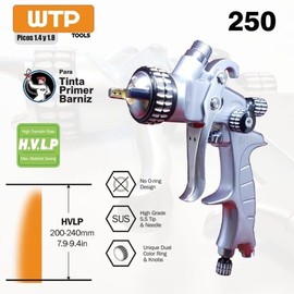 Professional Spray Paint Gun WTP TOOLS 250 1.4/1.8 HVLP Primer Sealer Base Coat Clear Coat (1.8 HVLP)