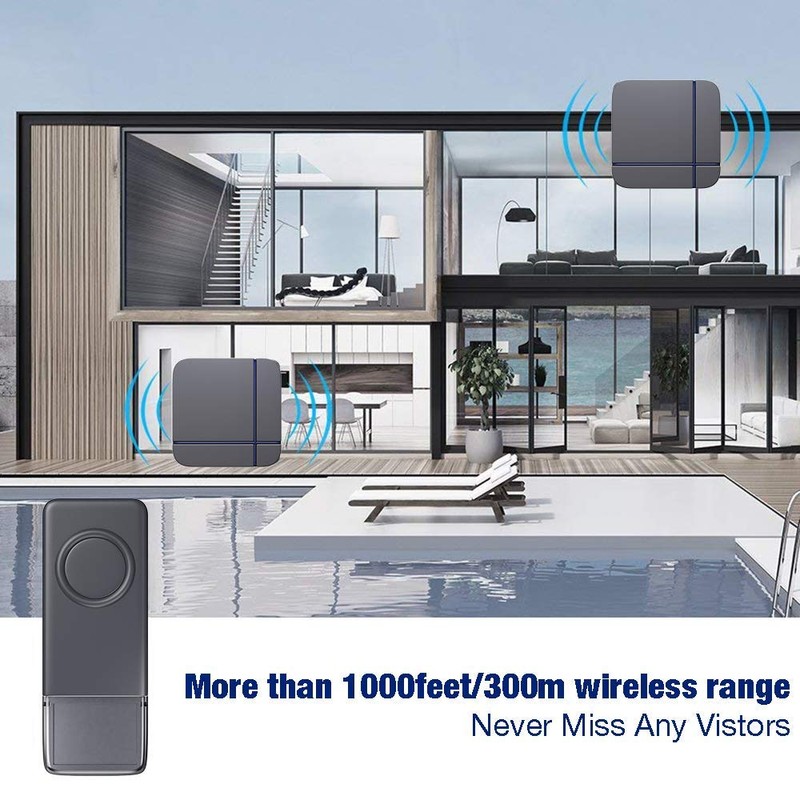 Wireless Doorbell Grey, 2 Plug in Waterproof Doorbell Kit, Best