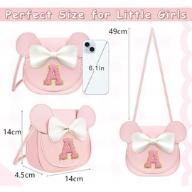 Toddler Purse Gifts for Girls, Little Girl Purse Kids Wallet Crossbody Bag Mini Mouse Ears Bow Purse Birthday Gift (Pink, Letter N)