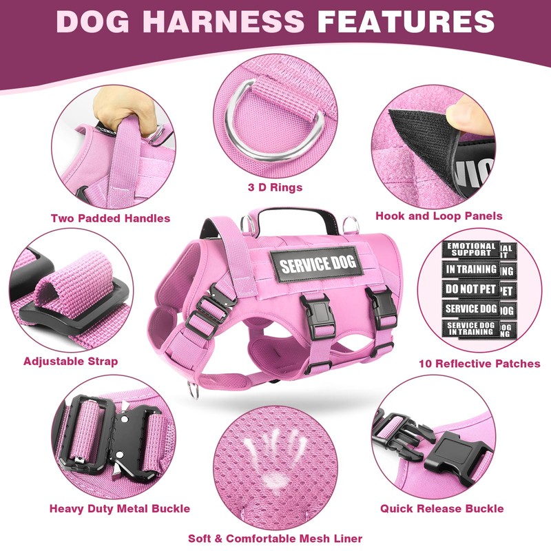 WINSEE Service Dog Vest Harness for Medium Dog, Tactical Working