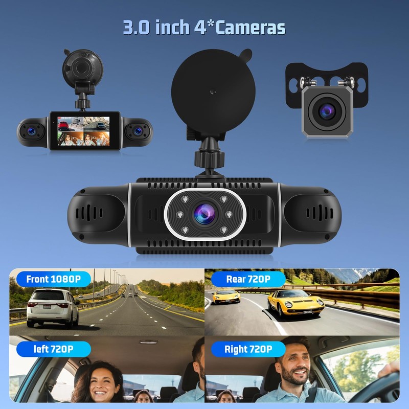 Dash Cam Front and Rear Inside, 4 Channel Dash Cam