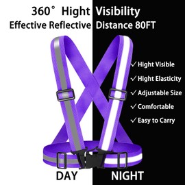 Fepdiu High Visibility Reflective Vest Safety Vest Running Reflective Gear Adjustable Reflective Vest for Walking,Jogging,Hiking,Night Cycling (Purple)