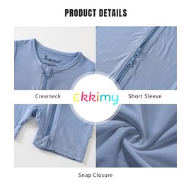 Ekkimy Baby Romper 3 Pack Bamboo Rayon Footless Short Sleeve Zipper Romper
