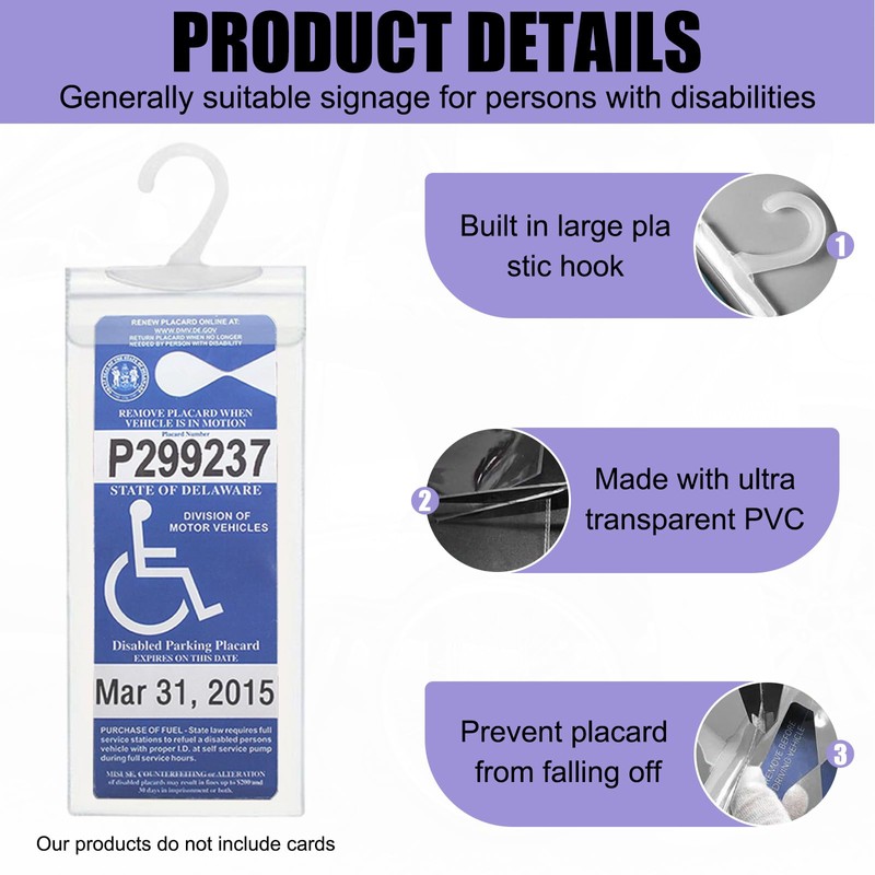Wogomz Car Handicap Placard Holder, Ultra Transparent Disabled Parking Permit