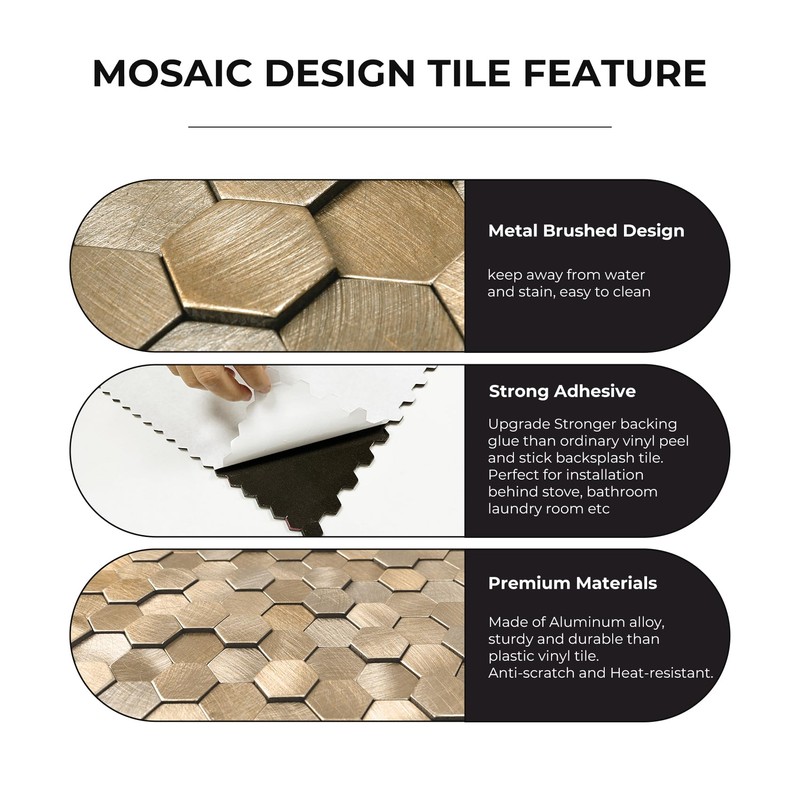 STICKGOO Peel and Stick Backsplash Tiles, Stick on Mosaic Self