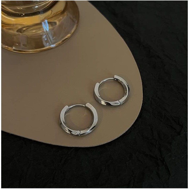 925 Sterling Silver Hoop Earrings 18K White Gold Plated