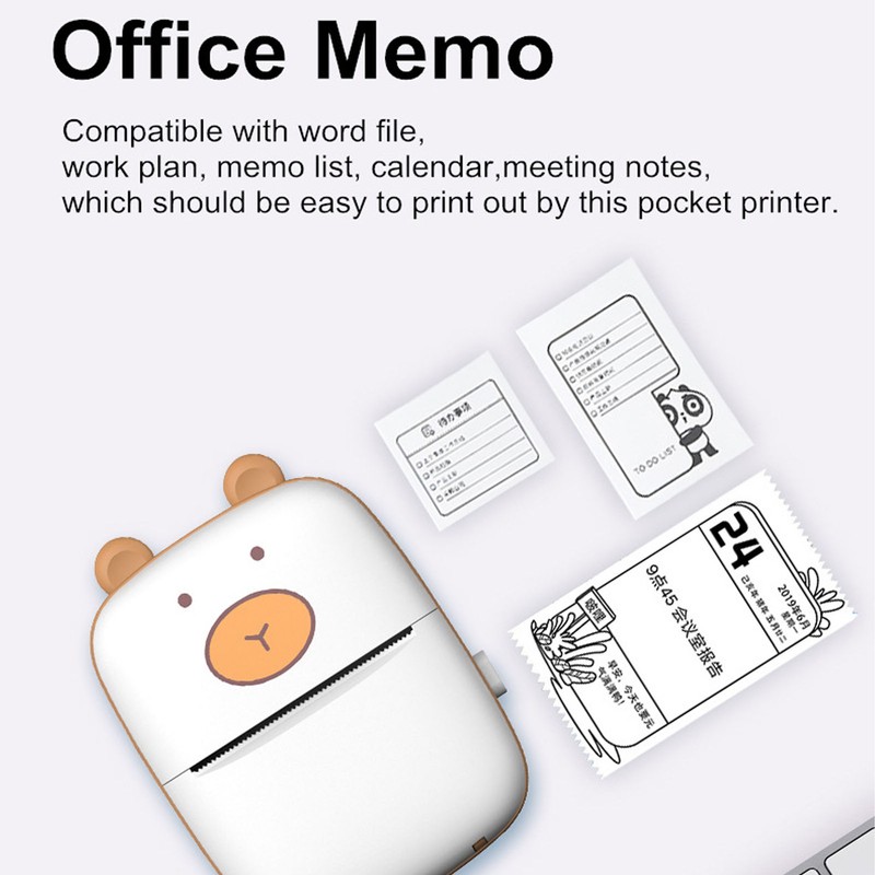 Portable Thermal Printer with 5 Roll Paper Bluetooth Portable Pocket
