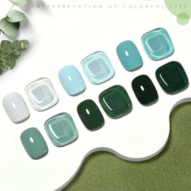 GAOY GAOY Green Gel Nail Polish Set, 6 Colors Dark Forest Green Blue Gray Soak Off UV Light Cure Gel Polish Kit for Salon and Nail Art DIY at Home