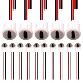RUNCCI-YUN 15 pieces USB-C socket 2-wire installation type C socket, 2-pin USB mounting socket USB-C socket for panel mounting with snap groove buckle 3A fast charging type C socket white