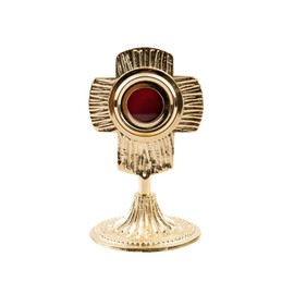NKlaus Luna 3311 Reliquary Brass Gold-Plated Monstrance House Altar Diameter 4 cm Opening Back Handmade 13 cm, Brass