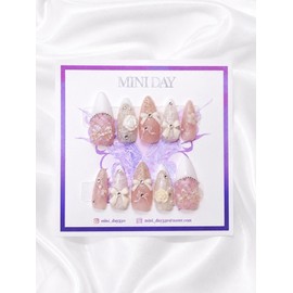 Rose Milk Tea Handmade Nail Tips - Short Ballerina / 로즈 밀크티 수제 네일팁 - 숏 발레리나
