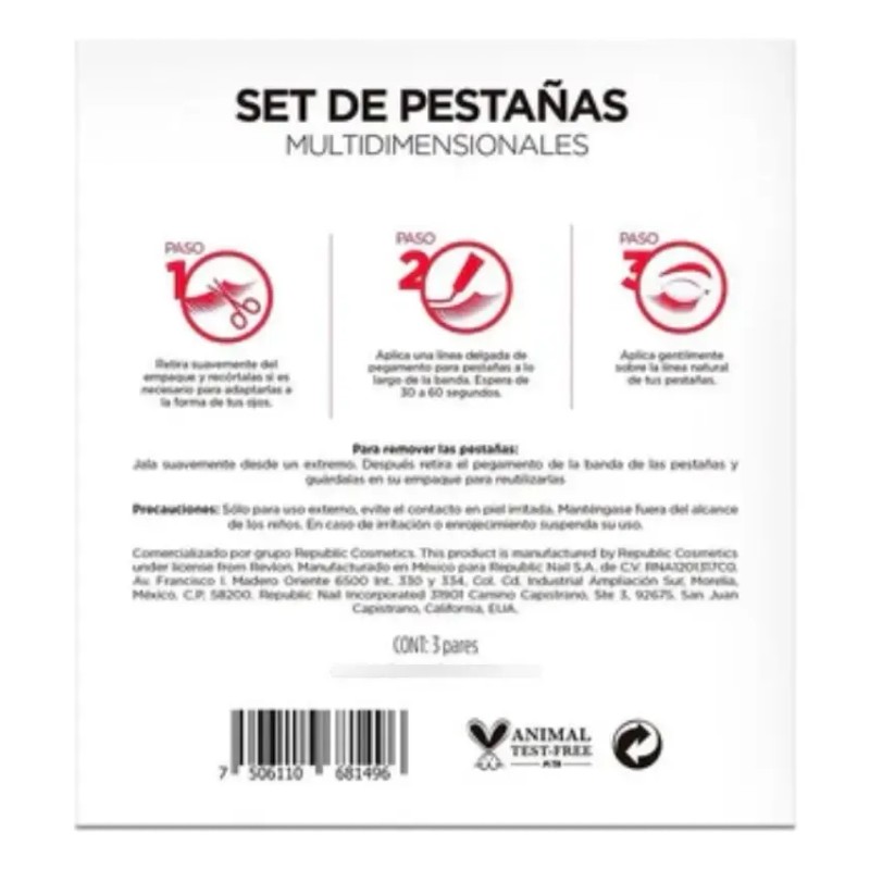 Set X3 Pares De Pestañas Color Negro Revlon