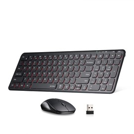 SurnQiee Wireless Backlit Keyboard and Mouse Combo, 2.4G Rechargeable Ultra Slim Silent Keyboard and Mouse Set for Windows PC Computer, Laptop, Desktop (Black)