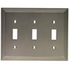 Amerelle Steps Triple Toggle Cast Metal Wallplate in Satin Nickel
