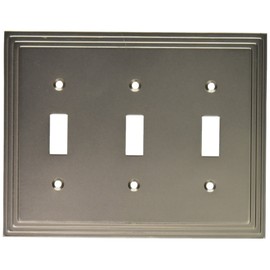 Amerelle Steps Triple Toggle Cast Metal Wallplate in Satin Nickel Small