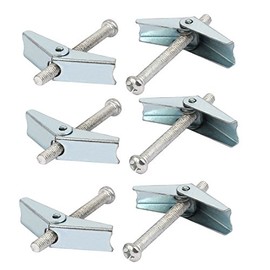 Sourcingmap M6 x 60mm Male Thread Spring Loaded Hollow Wall Round Head Toggle Bolt 6pcs