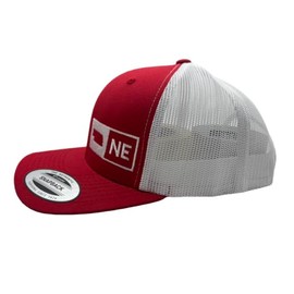 Trucker Hat - Nebraska (Red/White) Mesh, Adjustable Baseball Cap