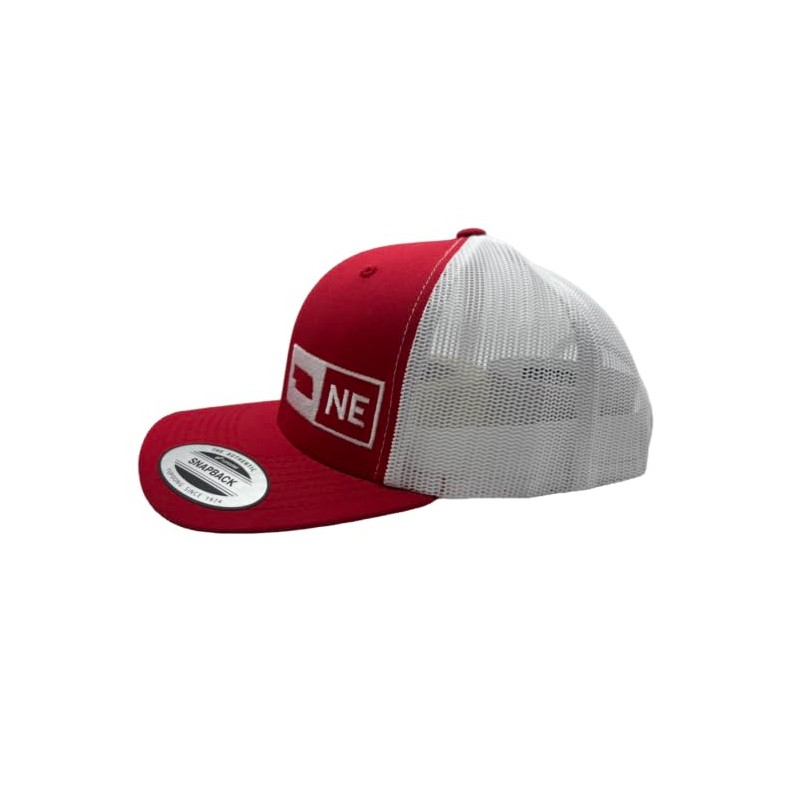 Trucker Hat - Nebraska (Red/White) Mesh, Adjustable Baseball Cap