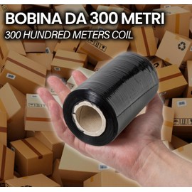 IPEA Stretch Film Roll Black Stretch Film Roll for Packaging - 300 Metres x 12 cm - Made in Italy - Roll for Protecting, Packing Items During Transport - Wrap Film - Tear-Resistant