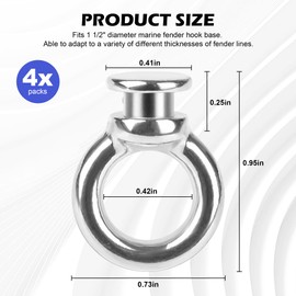 BANLIN 4 PCS Boat Fender Bumper Hanging Holder Locks Stainless Steel Boat Fender Eye Quick Release Bumper Clips Fit for 0.38-0.42 Inch