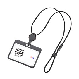 JEN SHOP ID Card Holder with Reel, Adjustable Length, Employee ID Case with Reel, Vertical Card Holder, Stores 2 Both Sides, ID Card Case, For Both Sides, Men's, Women's, Vertical Type, Choose