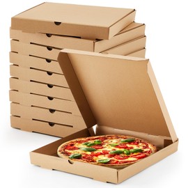 Fullhawl Fullhawl 10 Pcs Corrugated Pizza Boxes 18 x 18 Inches, Grease Resistant Kraft Takeout Containers Packing Boxes for Cake, Cookies, Food and Crafts