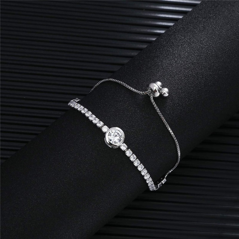 ASHMITA Pulsera de cadena ajustable para mujer, circonita cúbica, oro