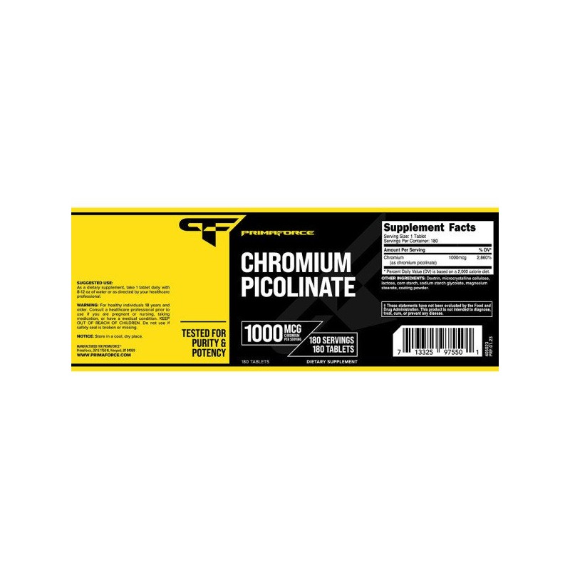 프리마포스 크롬 피코리네이트 1000mcg 180 타블렛 1병 Primaforce Chrome Picolinate