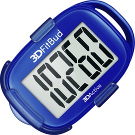 3DFitBud Simple Step Counter Walking 3D Pedometer from 3DActive with Clip & Lanyard - A420S - Royal Blue