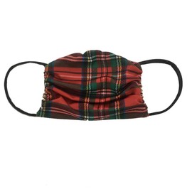 Reversible Family Stretchy Washable 2 Ply Comfy Ear Loop Multi Purpose Face Mouth Cover Small Child (4-8 years) Red Plaid/Tan Modern Plaid