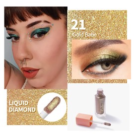 Oulac Liquid Eyeshadow Glitter - Waterproof Glitter Eye Make-Up with a Stunning and Shimmer Look, Non-Alcoholic, Non-Greasy, Vegan Friendly, 5.4 g, Gold Babe (21)