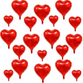 3 Different Red Heart Balloons, 20 Pcs Love Heart Balloons, 10 Pcs Approximately 17.7 Inches (45 cm) / 5 Pcs Approximately 9.8 Inches (25 cm) / 5 Pcs 4.9 Inches (12.5 cm) / Party Decoration for