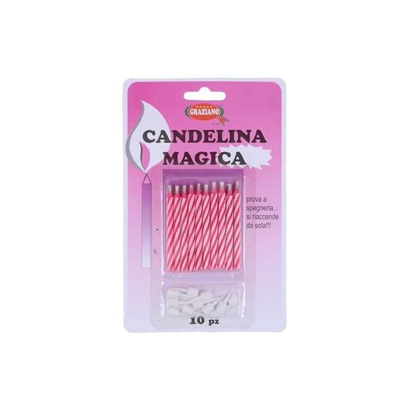 Candelina Magica Rosa 10 pezzi
