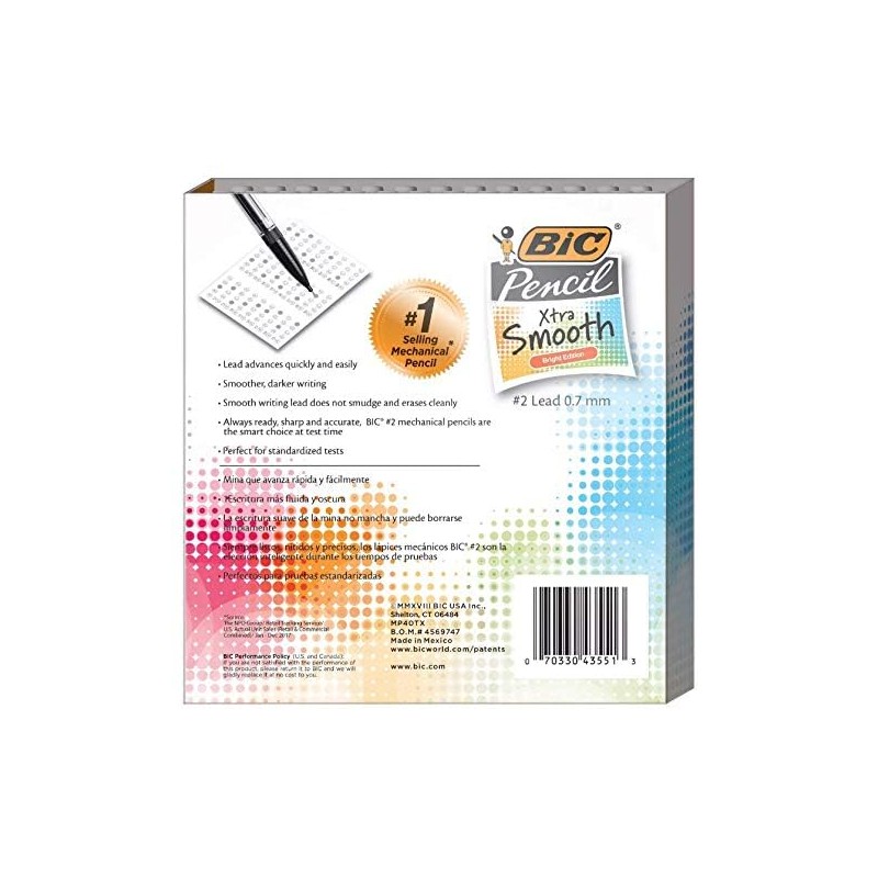 BIC Xtra Smooth Bright Edition Mechanical Pencils (Dark Colours, Erases